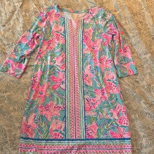 Lilly Pulitzer Nadine Chilly Lilly spf 50 Pink/Blue swim coverup/dress- Size L